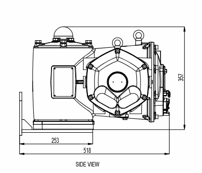 A drawing of an industrial type pump.
